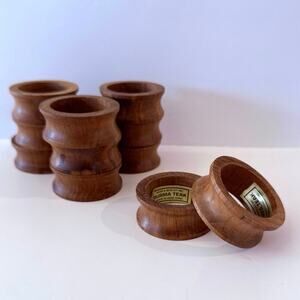 Kemp & Beatley Napkin Rings Burma Teak Wood Set of 11 Holders